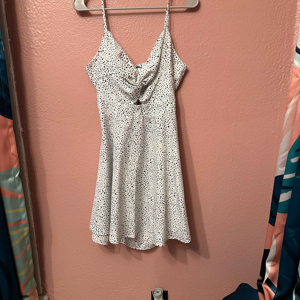 SHEIN White and Black Spotted Mini Dress